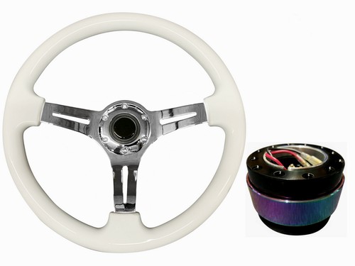 White chrome 350mm steering - white,