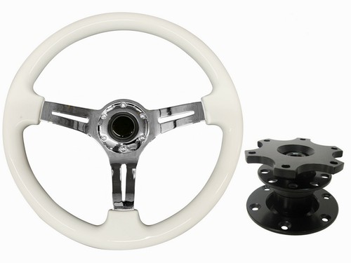 White chrome 350mm steering - 350mm, ts